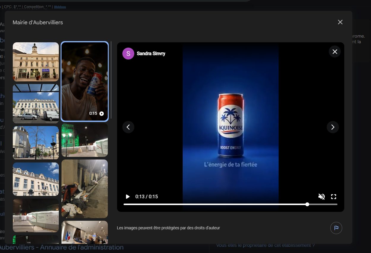 Arrêt sur image de la vidéo publicitaire, slogan L'énergie de ta fiertée avec une faute d'orthographe, capture du 7 juillet 2026